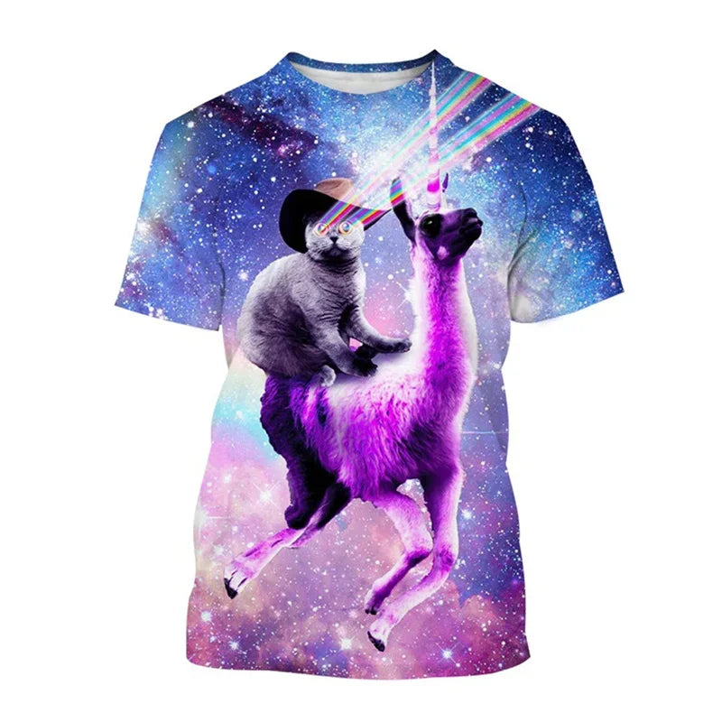 3D Printed Space Cat T-shirt for Men and Women
