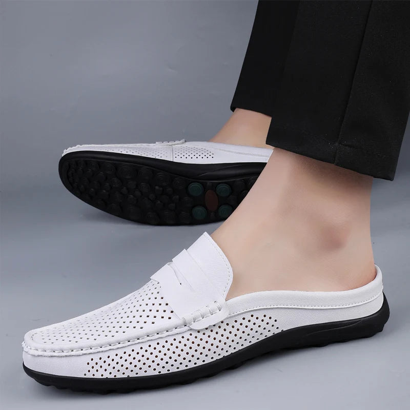 Men's Casual Leather Shoes with Breathable Design