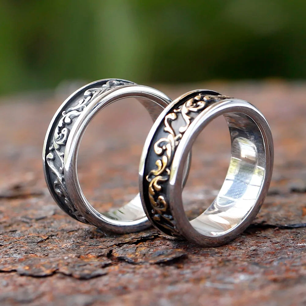 Engraved Rings for Men Women Fashion Party Stainless Steel Ring