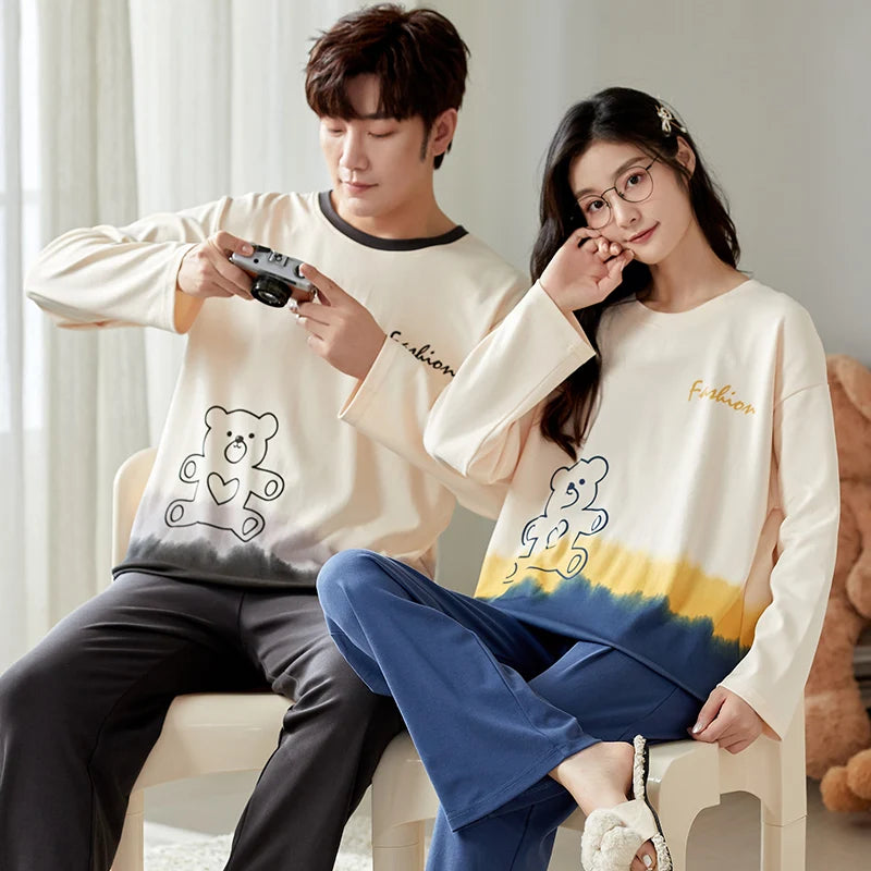 Cotton Korean Men Pajama Set Sleepwear