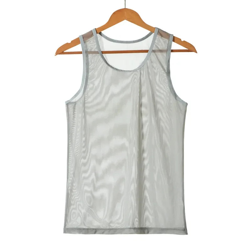 Men's Sleeveless Mesh Fishnet Training Tank Top