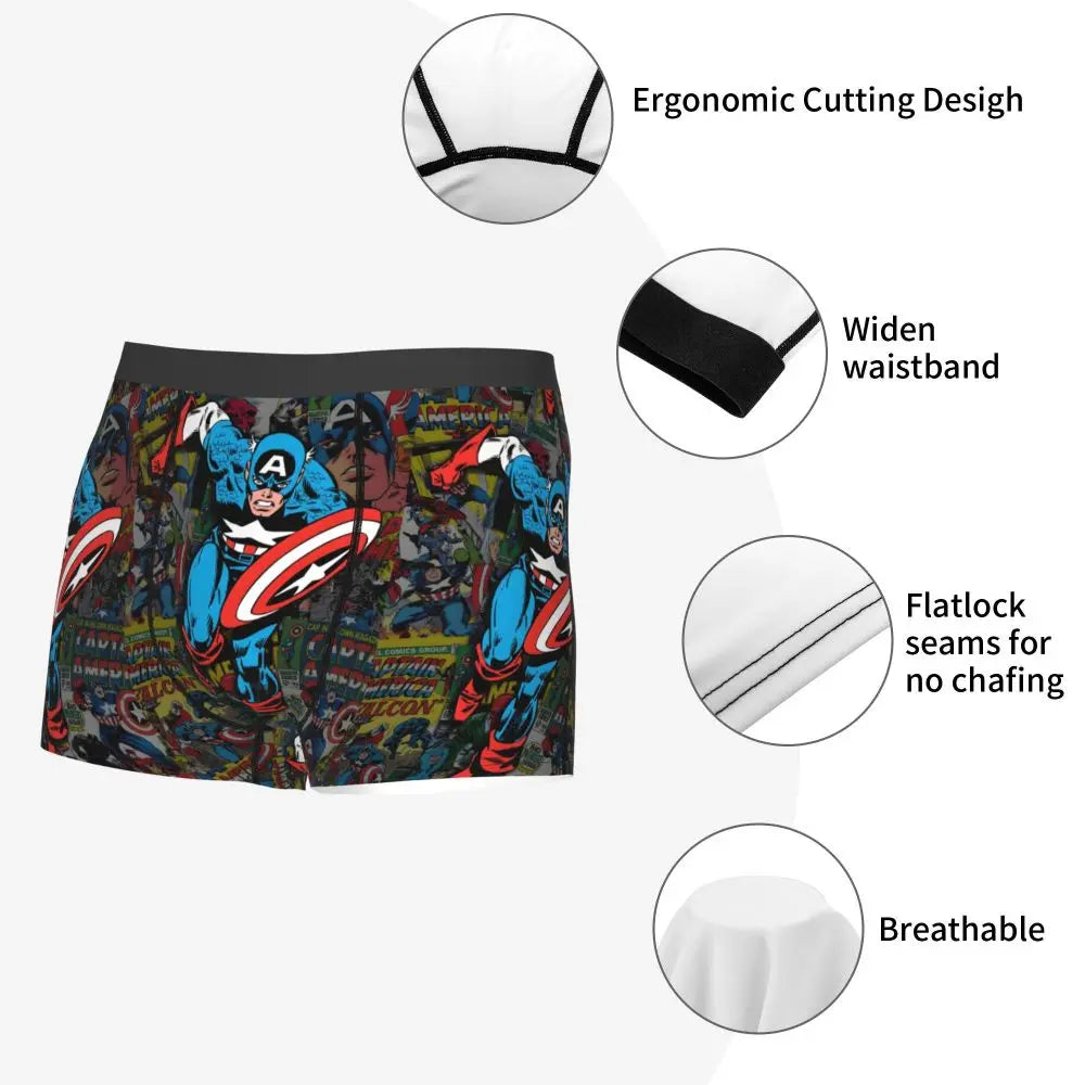 Captain America Comics Design Boxer Shorts for Men by MINISO