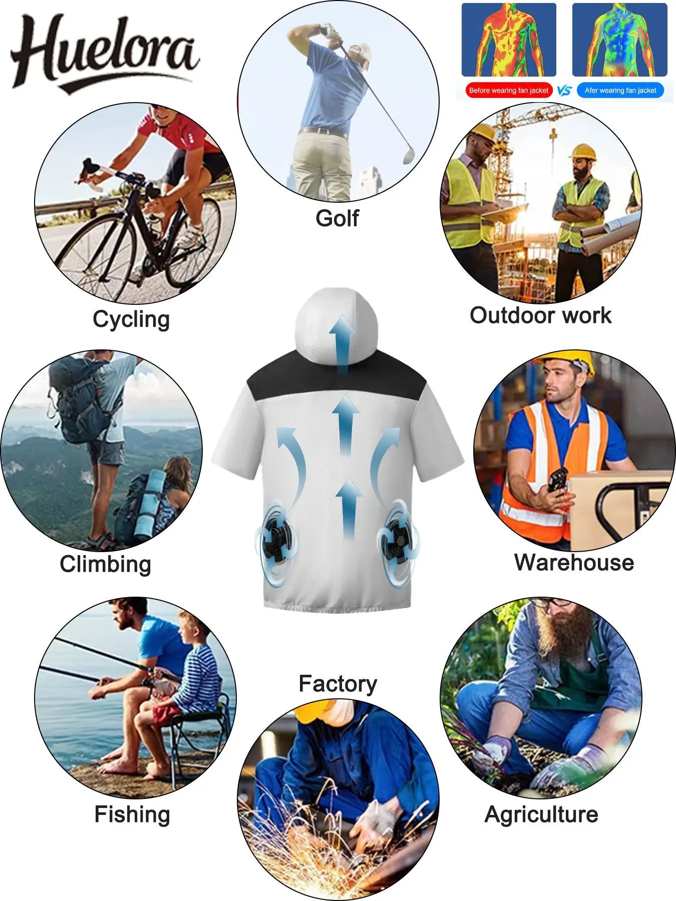 Huelora USB Rechargeable Cooling Vest for Men and Women