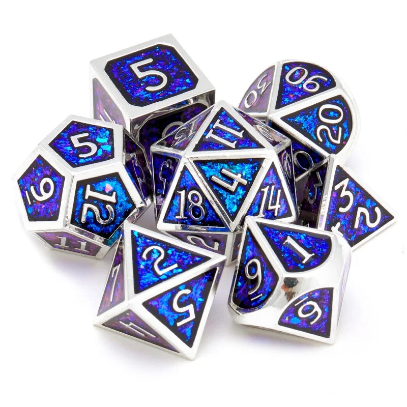 DND Metal Dice Set for Dungeons & Dragons, 5e, RPG Board Game, Tabletop Role Playing,7 Pcs