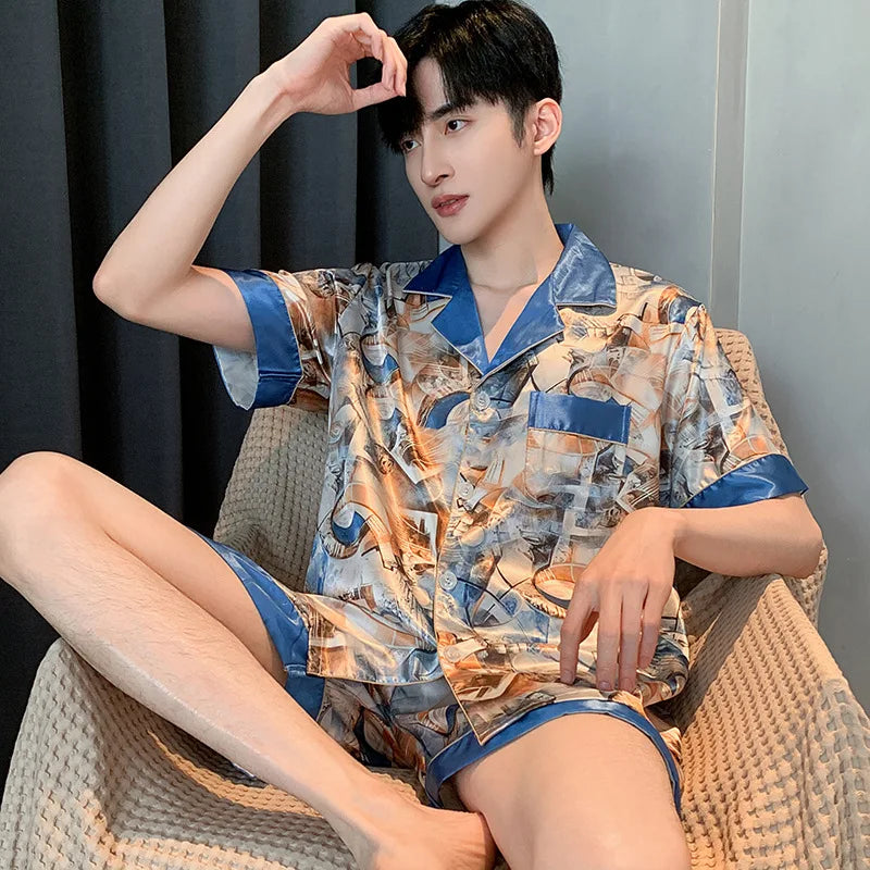 Thin Ice Silk Pajamas for Men