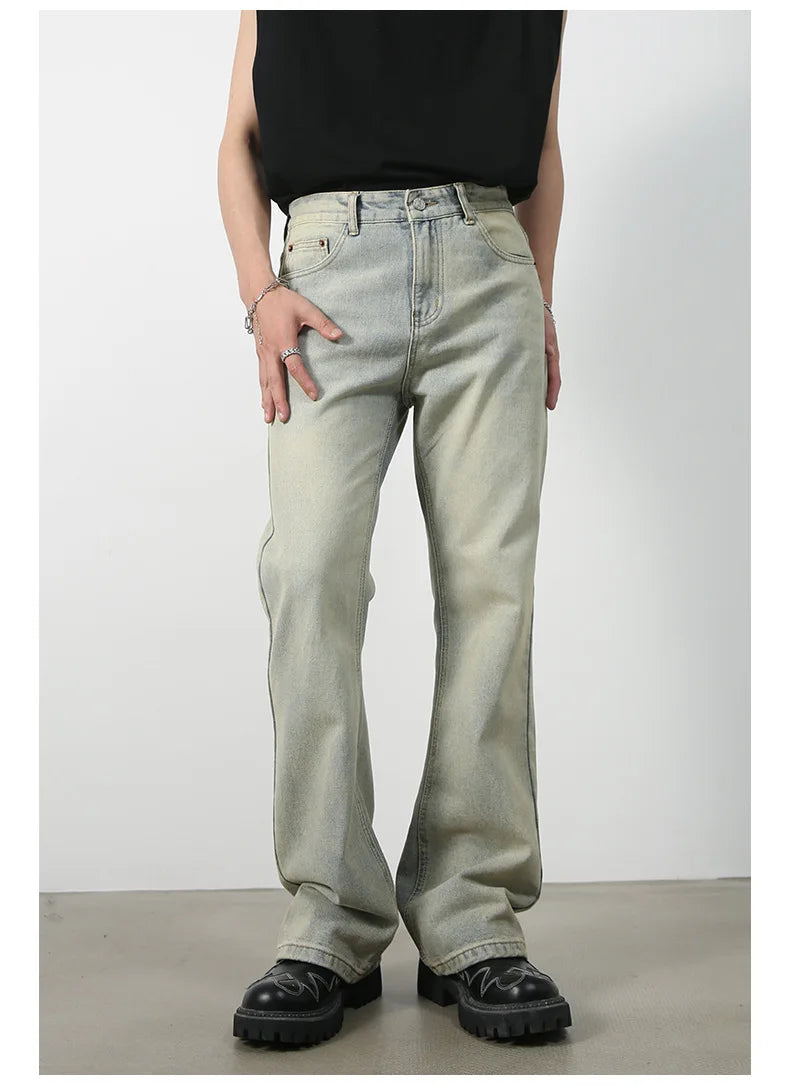 Mens Boot Cut Jeans Slim Fit Blue Black Denim Pants