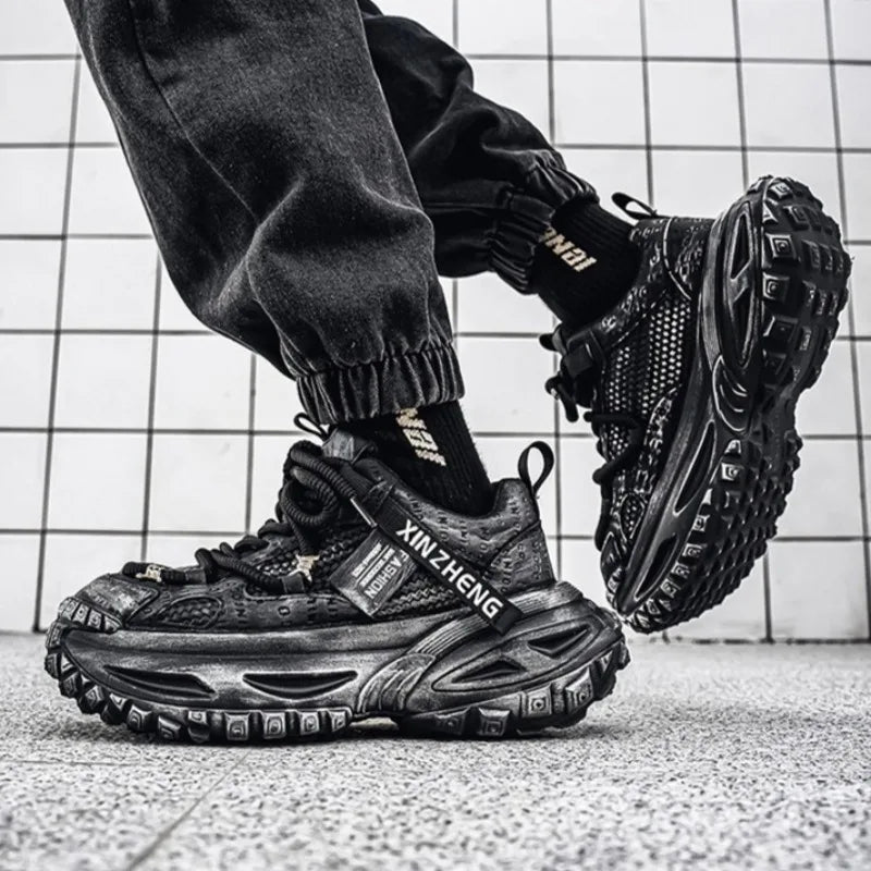 Men's Breathable Mesh Platform Sneakers for Casual Wear