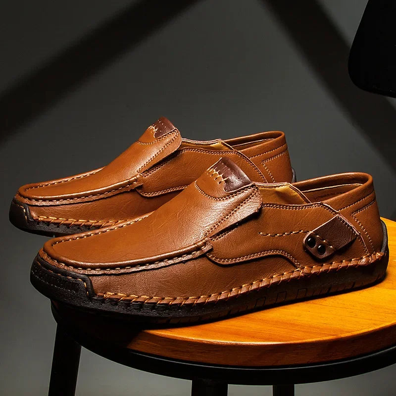 Genuine Leather Mens Loafers Slip-On Casual Shoes