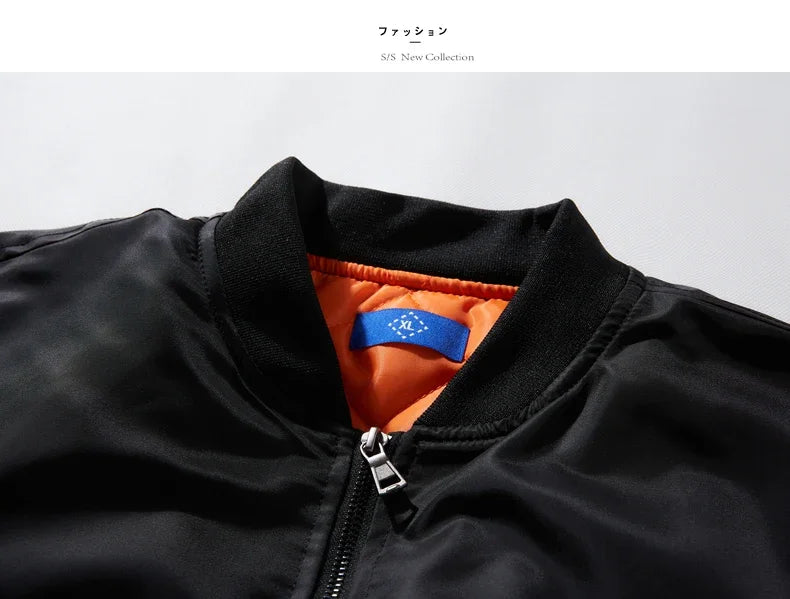 Bomber Jacket Men Women Solid Pilot Jacket Military Flight Baseball Coat