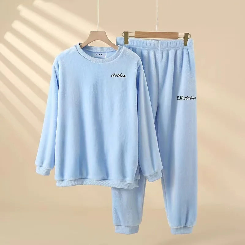 2026 Men's Sleepwear Warm Coral Velvet and Thick Velvet Autumn and Winter Warmth and Leisure Loose Flannel Home Clothes for Men