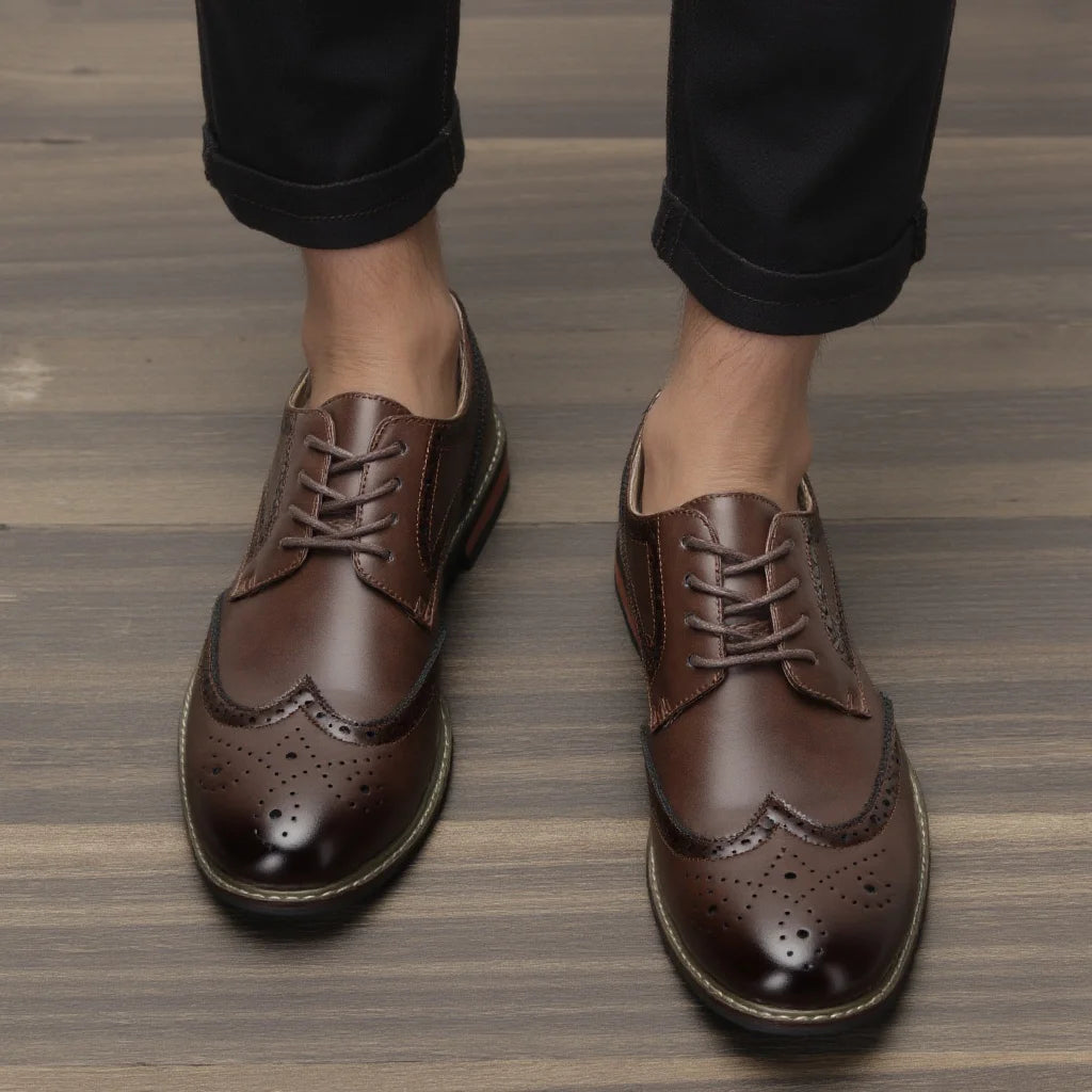 Mens Comfortable Lace-Up Dress Shoes for Business and Weddings