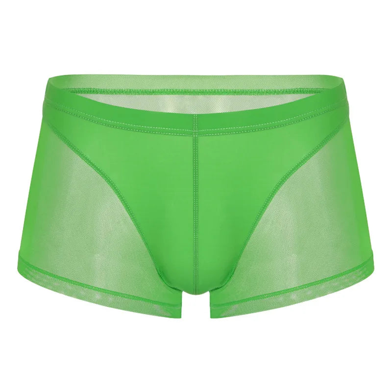 Men's Transparent Breathable Boxer Shorts with U Convex Pouch