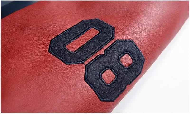 Bomber Jacket Men Leather Fleece Casual Zipper Coat