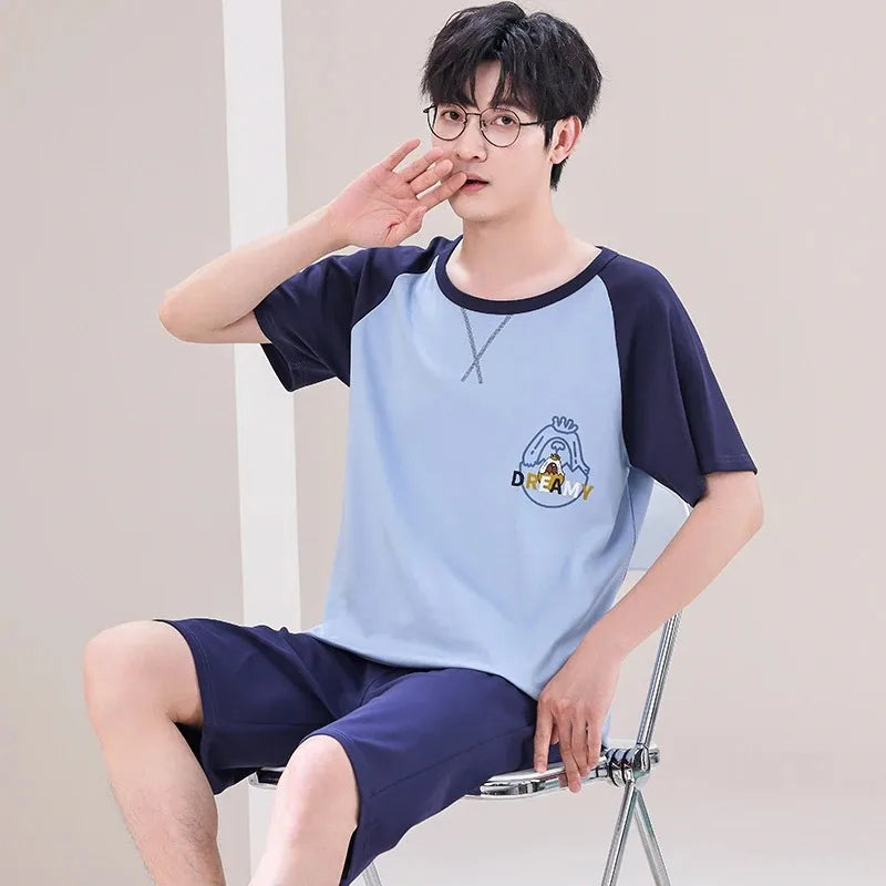 Summer Cotton Pyjamas Casual Pajamas Sleep Tops Shorts For Men Lovely Panda Print Pajama Sets Comfortable Cool Sleepwear 2022