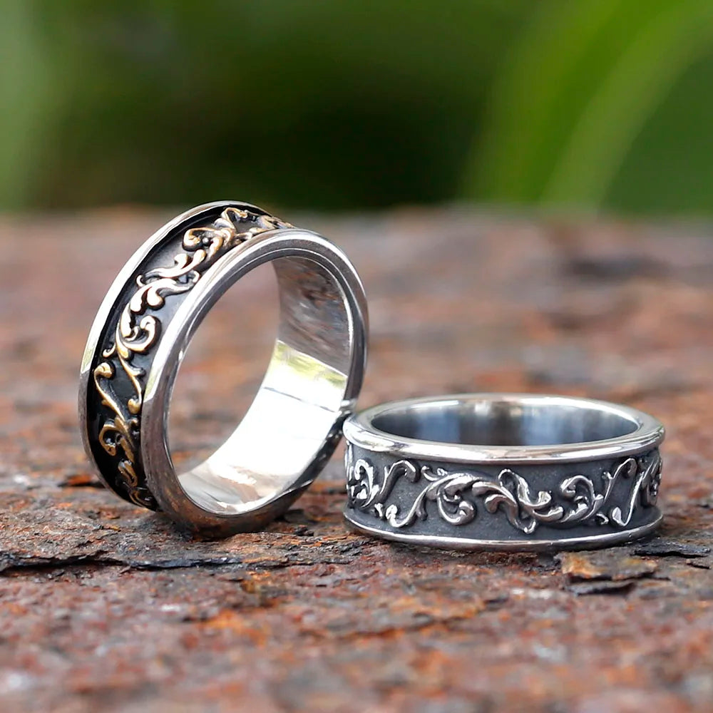 Engraved Rings for Men Women Fashion Party Stainless Steel Ring