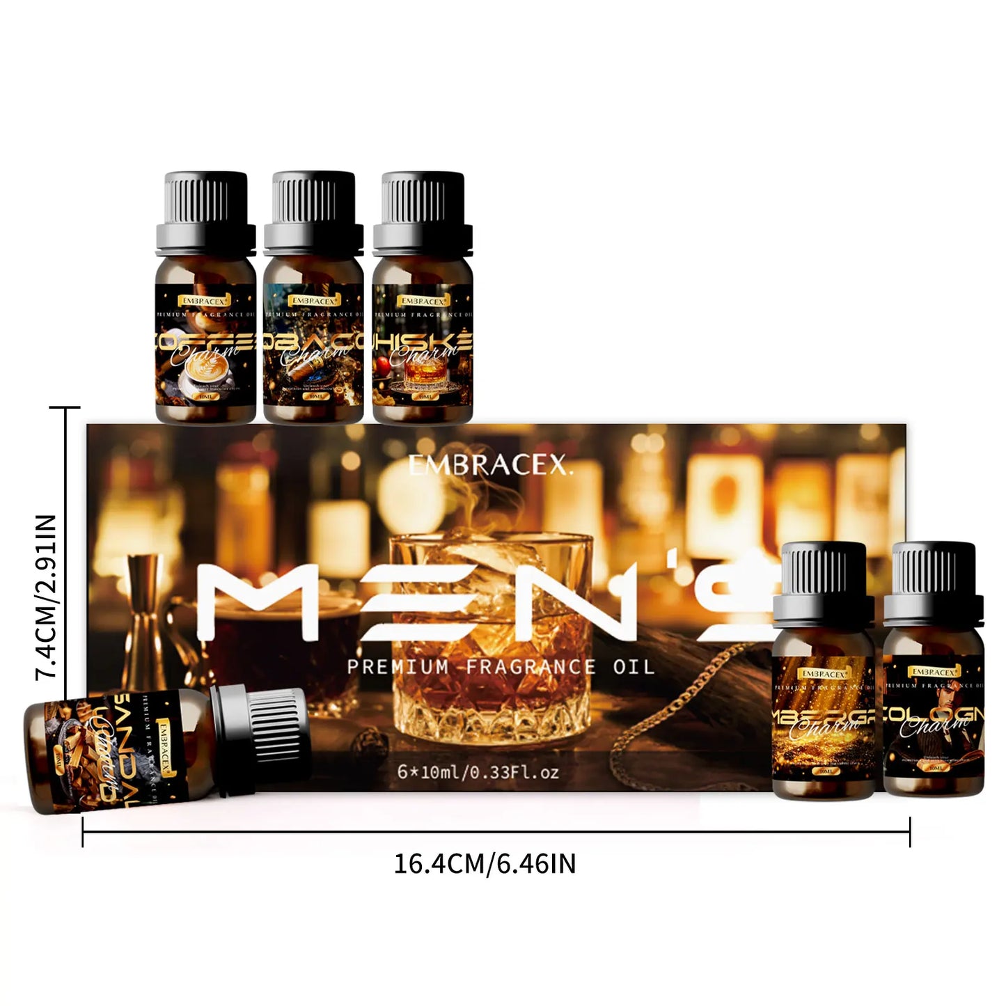 10ML Men's Essential Oils Gift Set with Sandalwood and Tobacco