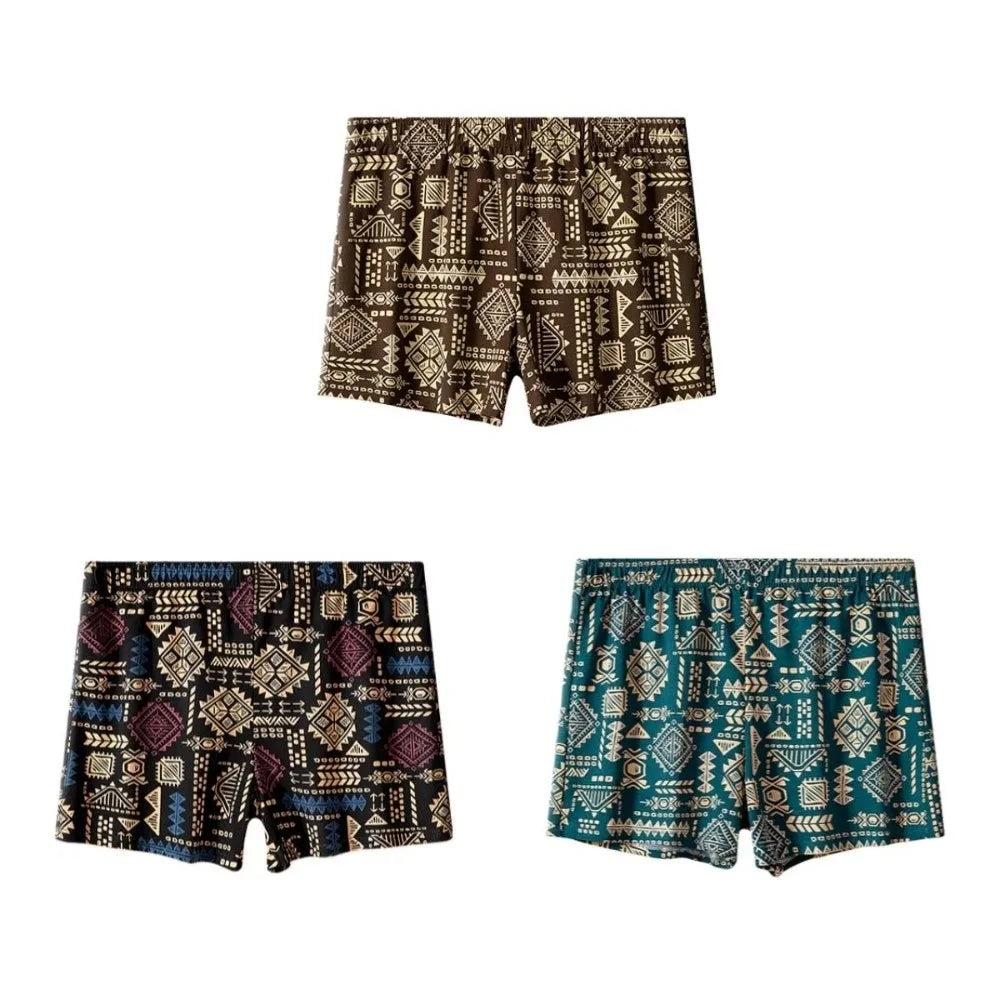 Men's Cotton Boxer Briefs Ethnic Print Plus Size