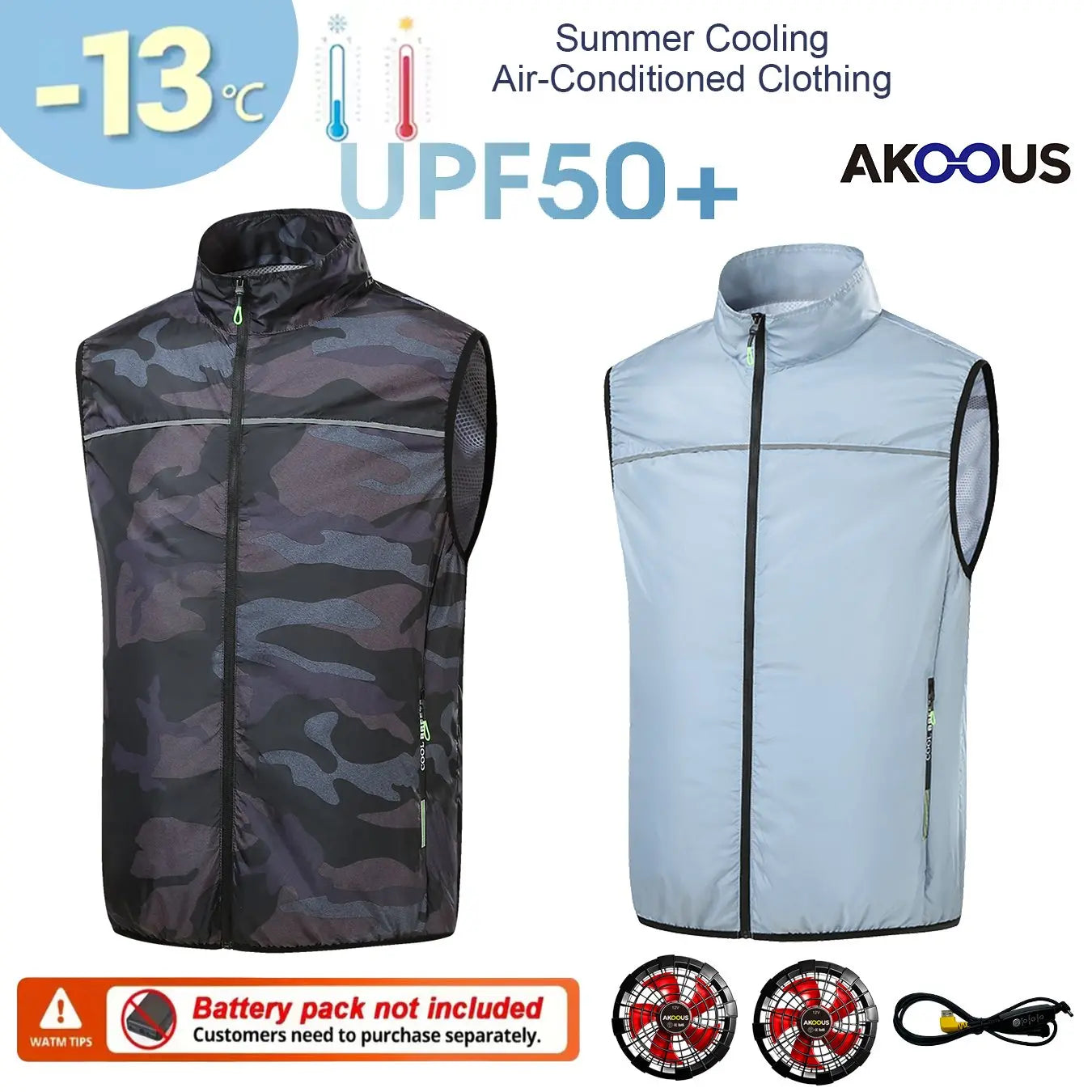AKOOUS 12V/5V USB Cooling Vest for Men and Women