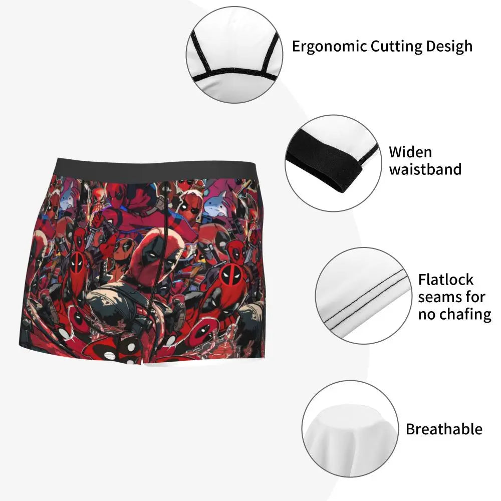 Deadpool Boxer Shorts for Men - Lycra Polyester Blend