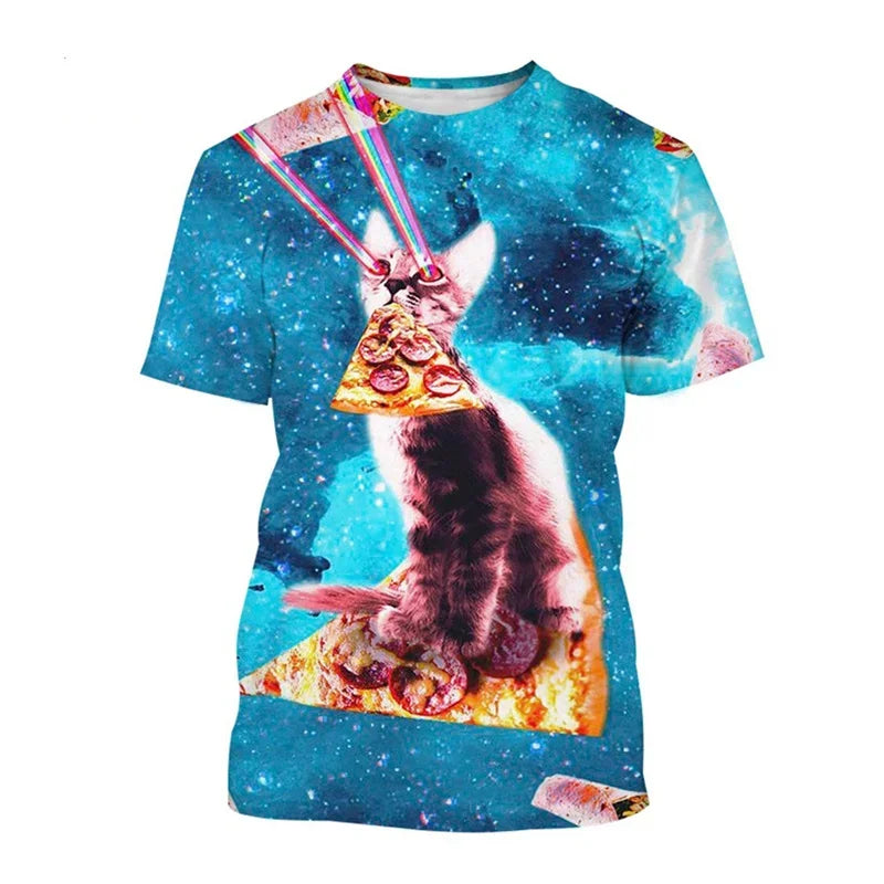 3D Printed Space Cat T-shirt for Men and Women