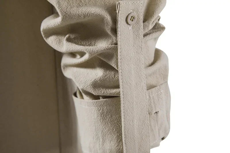 NONE 2026 + Men's Casual Blouse Cotton Linen Shirt Top