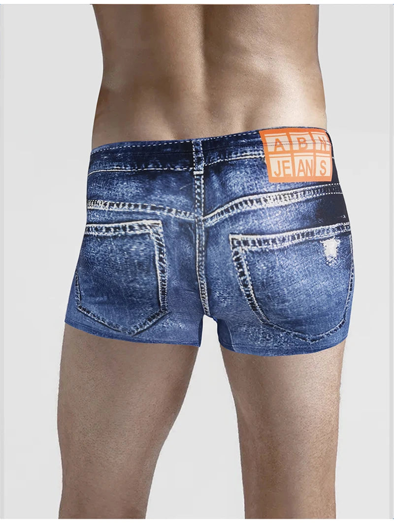 Men's 3D Print Denim Boxer Shorts