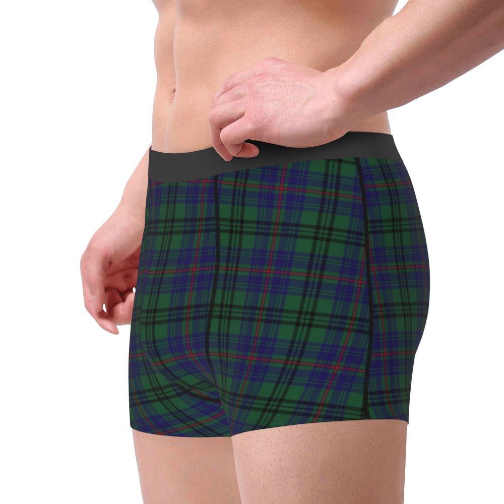 Black Watch Tartan Boxer Shorts for Men in Lycra and Polyester