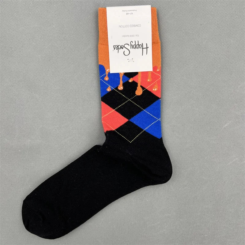 Men's Graphic Print Fun Happy Socks Casual Crew Dress Socks 41-46