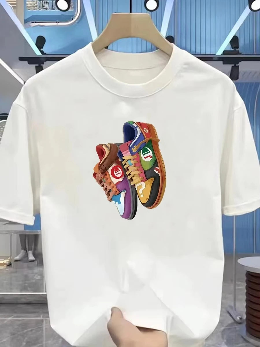 Summer Cotton T-shirts for Men and Women - Fashion Brands - Sportswear Styles - Trendy Printed Shoes, Short-sleeved Tops