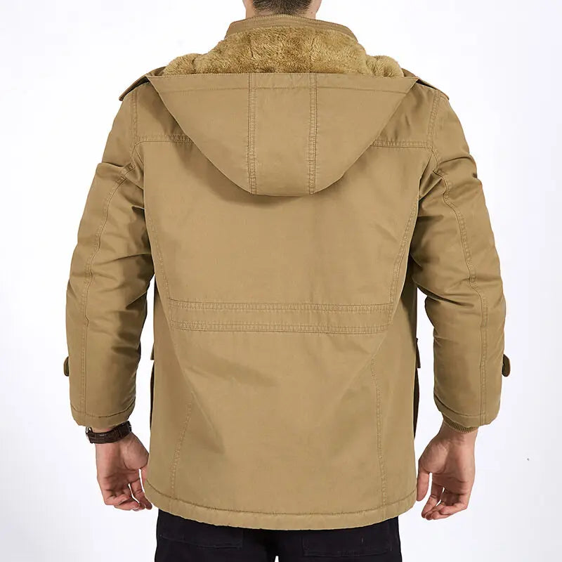 Plus Size Fleece Military Bomber Jacket Men Multi-pocket Pilot Jacket