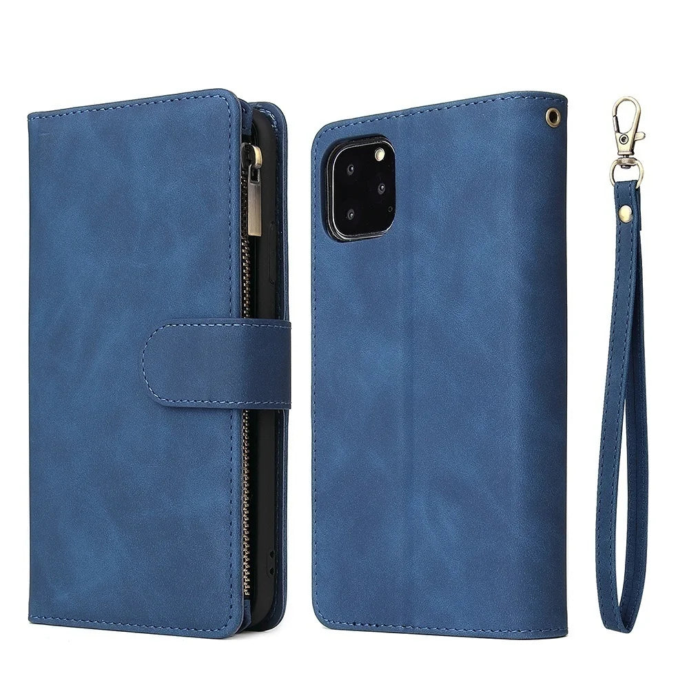 Premium Leather Wallet Case For iPhone 16 15 14 13 12 11 17 Pro Max Plus Magnetic Flip Cover