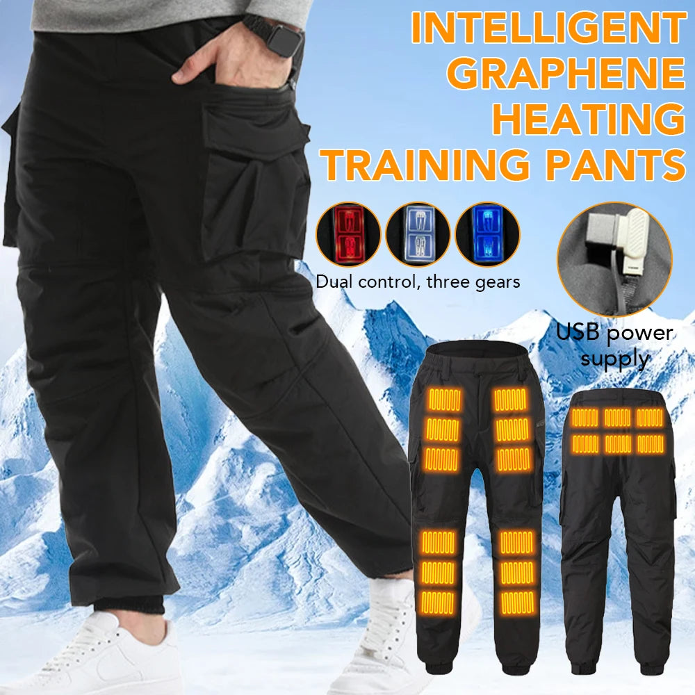 Smart Electric Heating Assault Pants 18 Zone Men's Winter Warm Thermal Thickened Pants Outdoor Hiking Motorcycle Windproof Pants