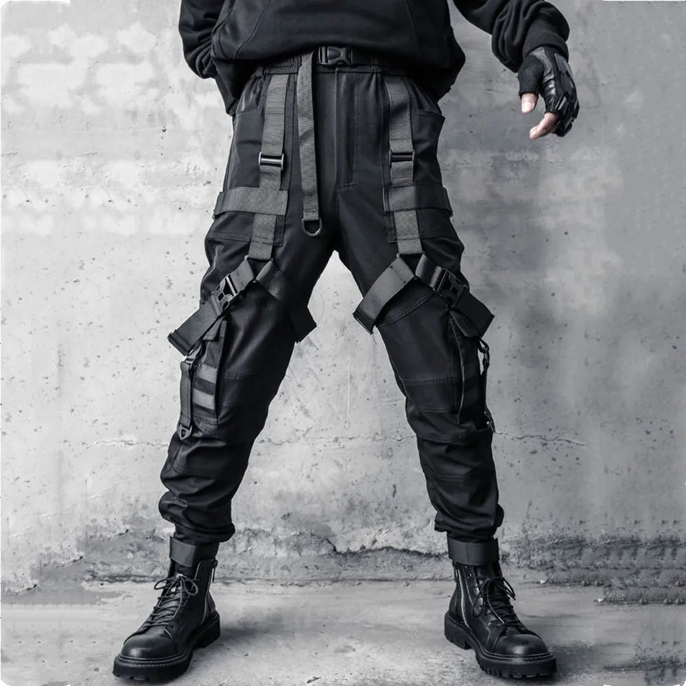 Cyber Punk Cargo Pants Men Polyester Safari Style