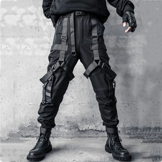 Cyber Punk Cargo Pants Men Polyester Safari Style