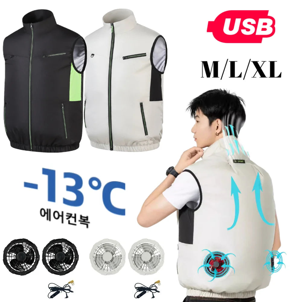 Cooling Vest Ice Fan Vest for Summer Work and Camping