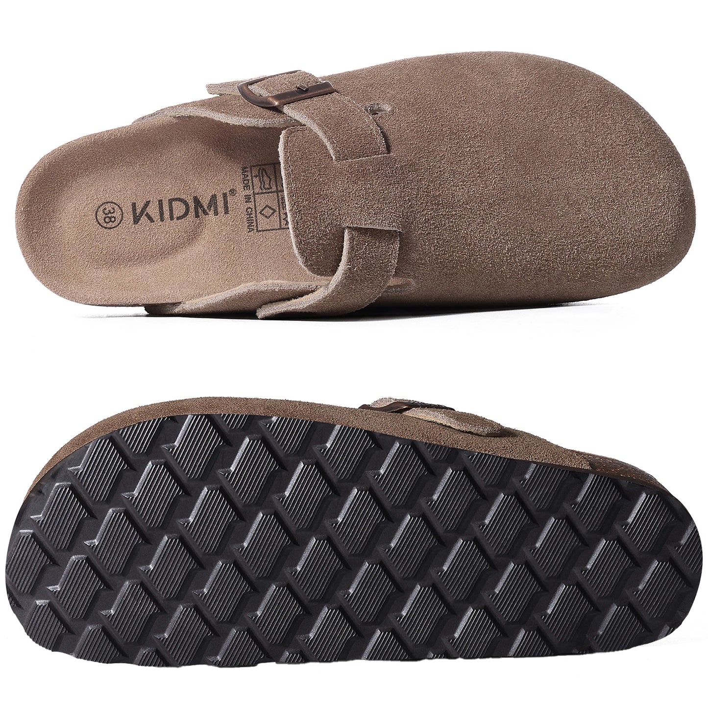 Kidmi Genuine Suede Mules with Cork Footbed for Men