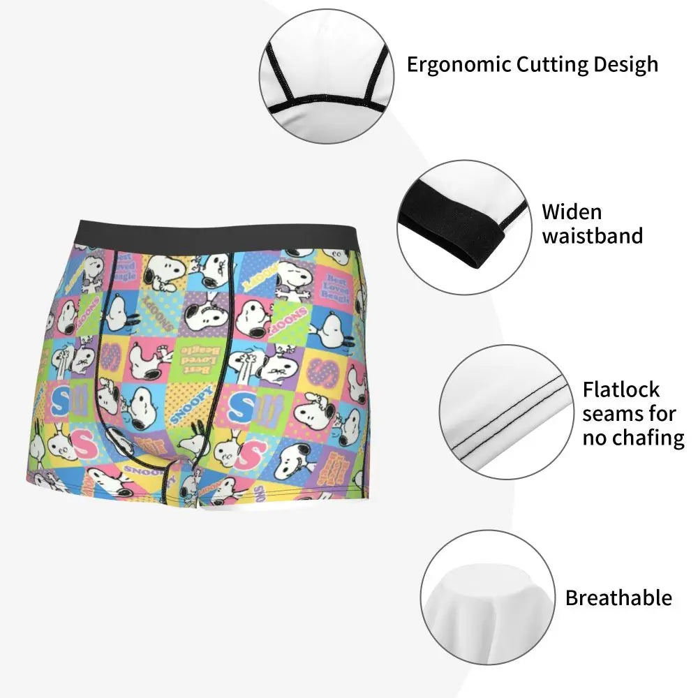 Snoopy Boxer Briefs for Men - Giggle Print Polyester Blend