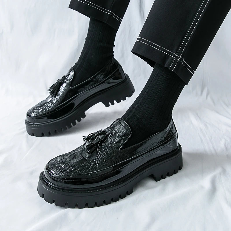 Mens Patent Leather Loafers Shoes for Business Casual