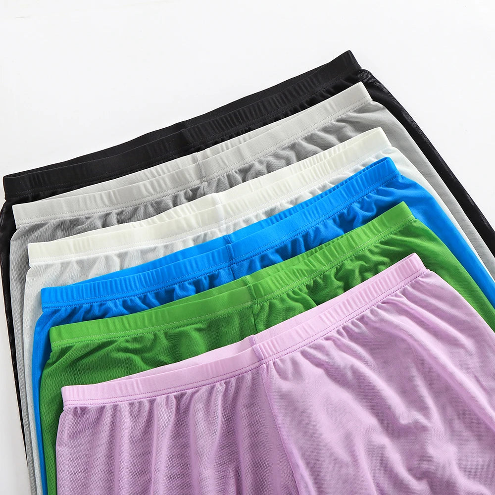 Men's Sexy Soft Mesh Sheer See-through Stretch Pants Trousers Sleepwear Hot Translucent Men Pants Homewear