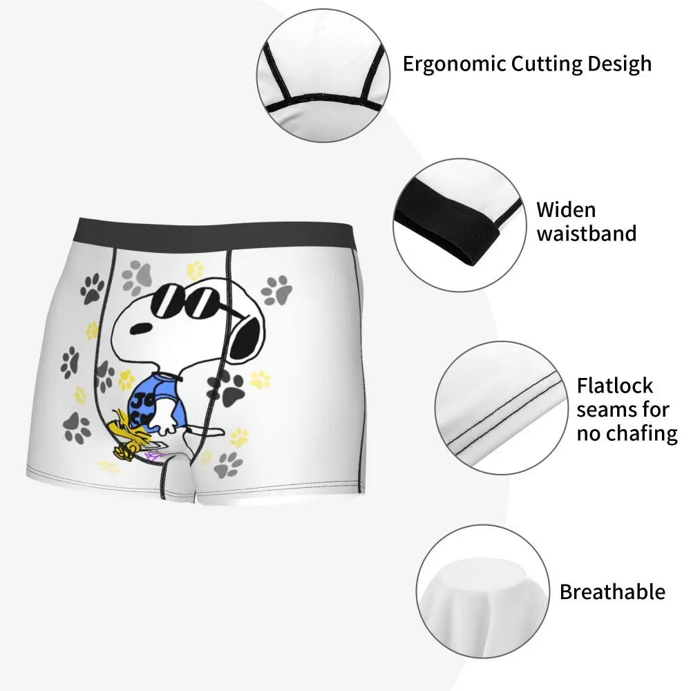 Snoopy Boxer Briefs for Men - Giggle Print Polyester Blend