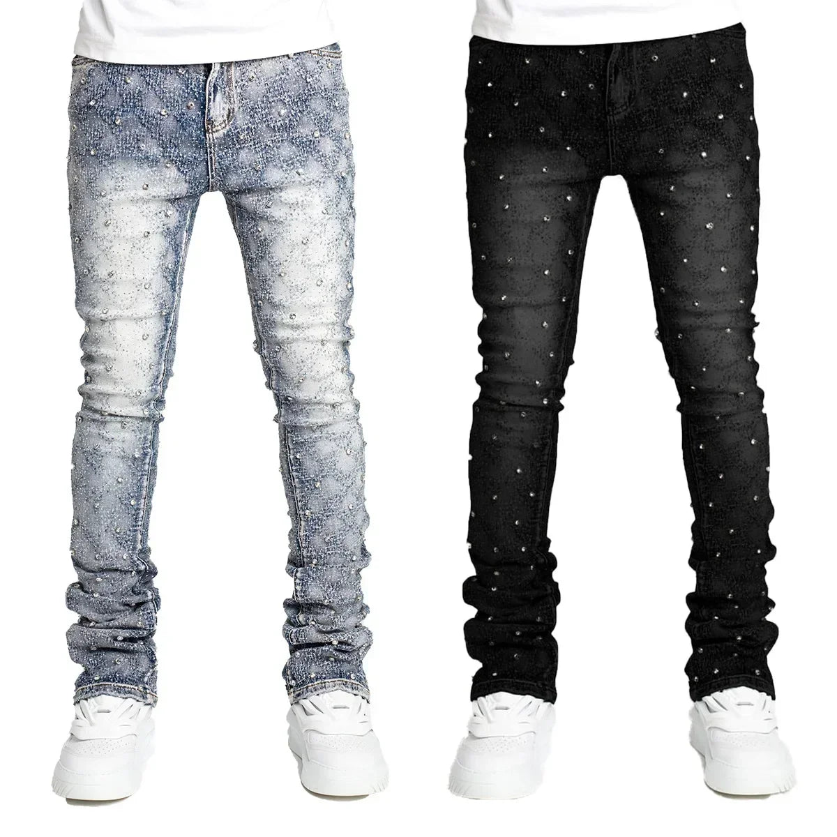 Mens Denim Straight Stretch Jeans for Casual Wear