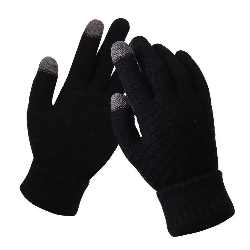 Touch Screen Gloves Stretch Classical Knit Mittens Wool