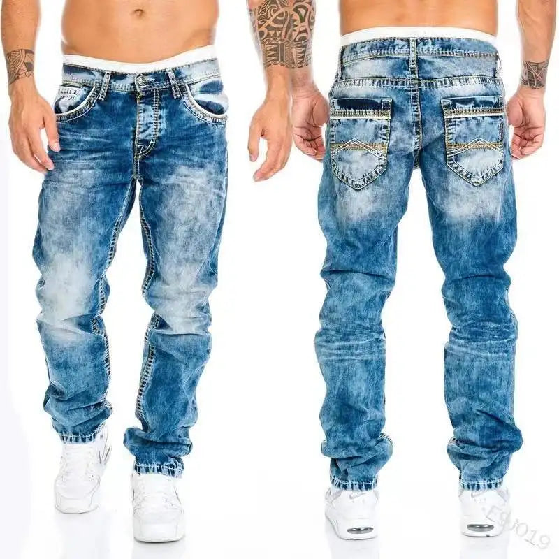 Men's Casual Denim Baggy Jeans in Black and Blue
