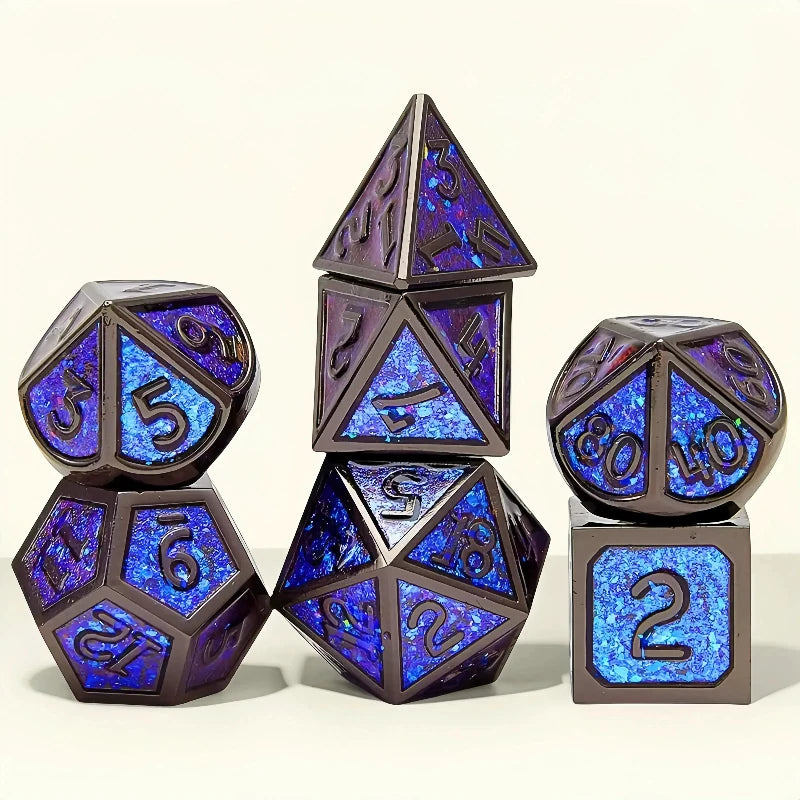 DND Metal Dice Set for Dungeons & Dragons, 5e, RPG Board Game, Tabletop Role Playing,7 Pcs
