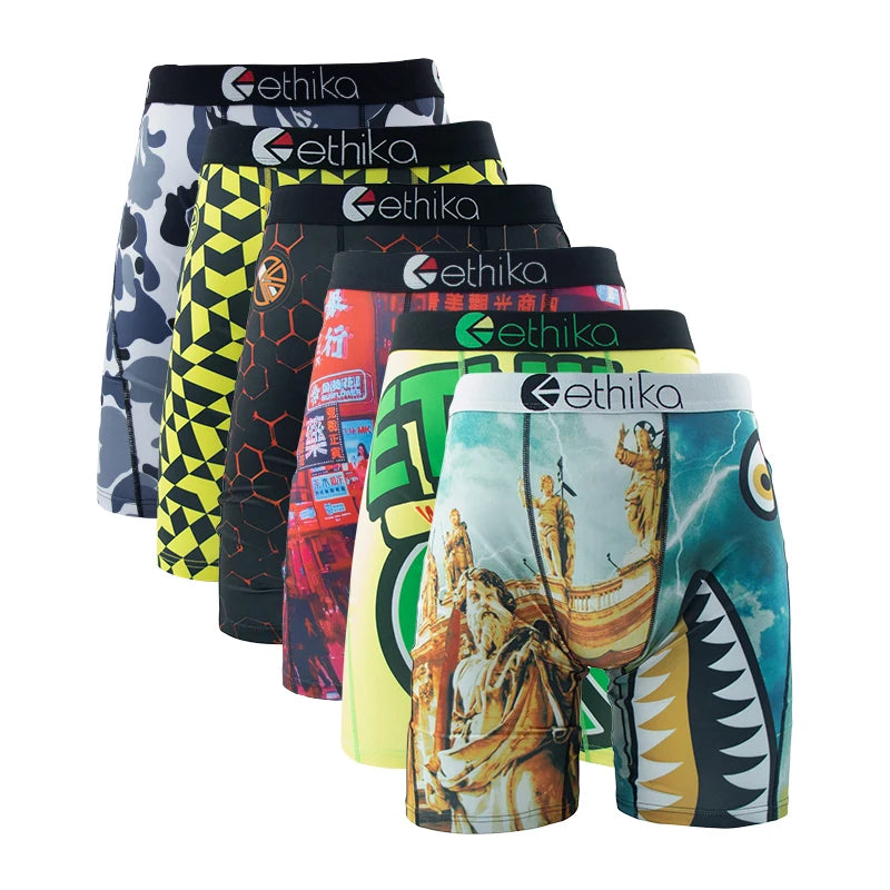 ETHIKA 6Pcs Men Boxers Breathable Swimming Underpants