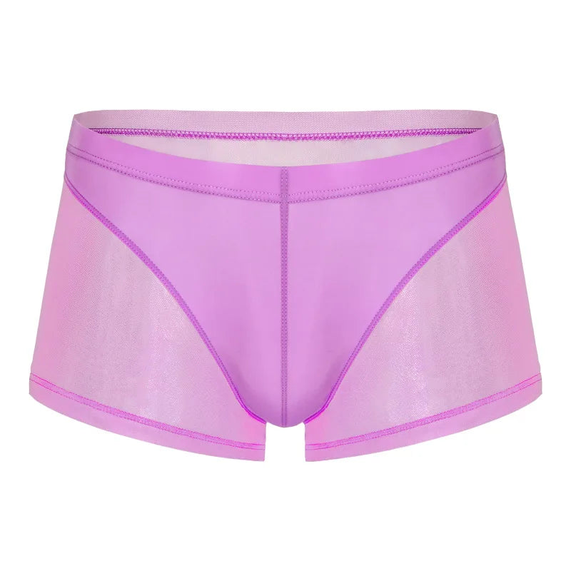 Men's Transparent Breathable Boxer Shorts with U Convex Pouch