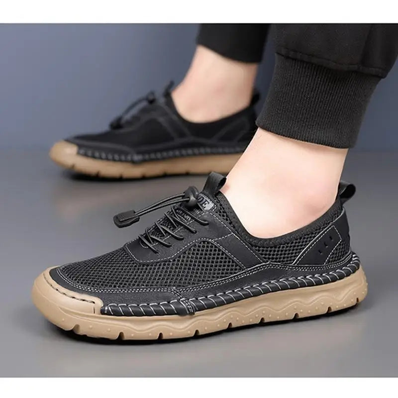 Breathable Mesh Casual Shoes for Men in Black White Brown