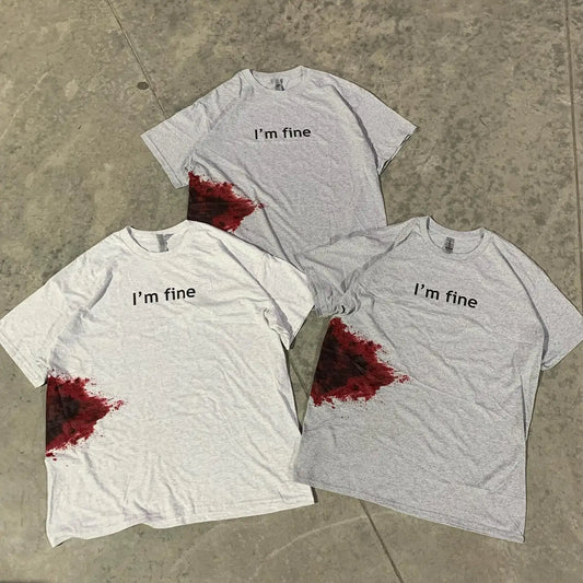 Vintage I M Fine Graphic T-Shirt Cotton Short Sleeve
