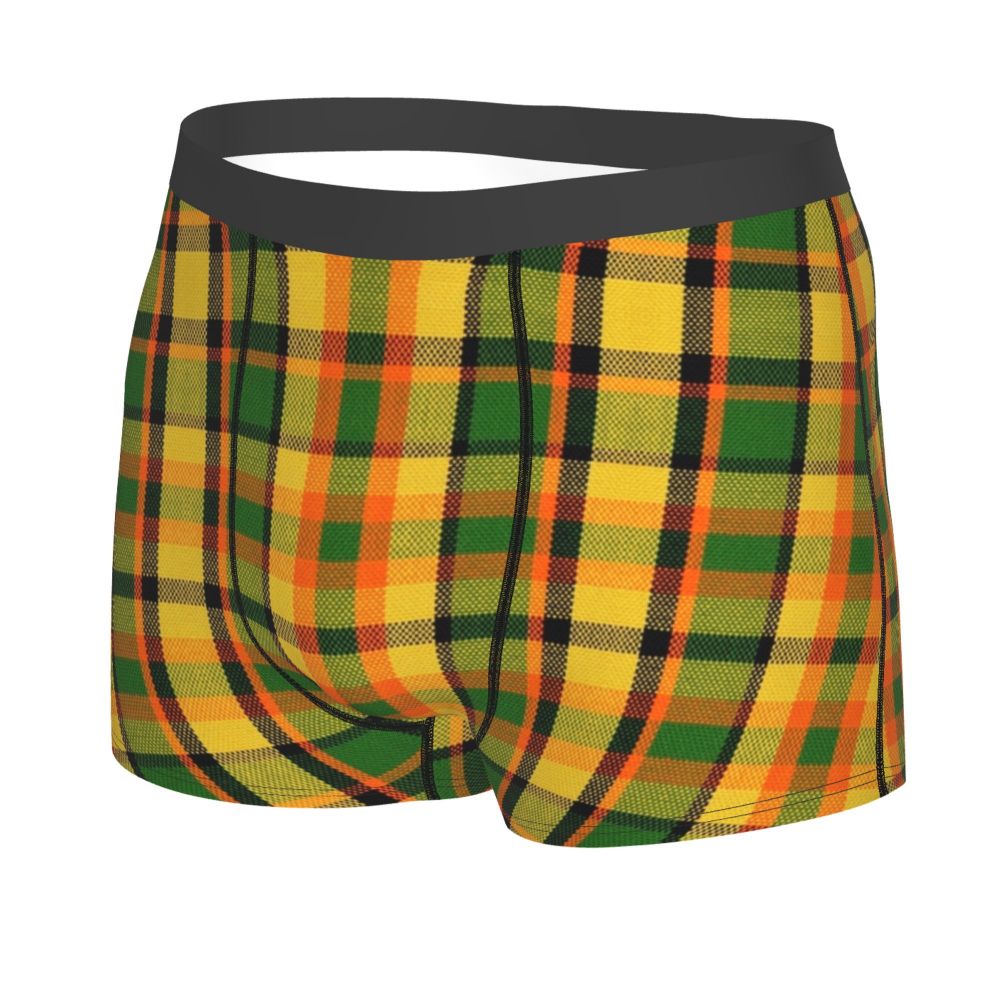 Black Watch Tartan Boxer Shorts for Men in Lycra and Polyester