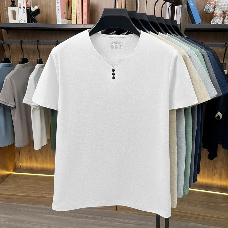 Mens Short Sleeve Henley Neck T Shirts Summer Casual Soft Breathable Lightweight Tops for Men for Work Daily Wear Streetwear